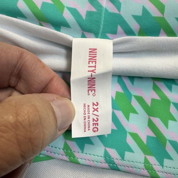 Ninety-Nine° High-Waist Cheeky Swim Bottoms Juniors Plus Size 2X Blue Green - Picture 4 of 7